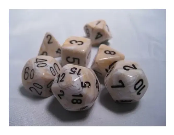 Dice Sets Ivory/Black Marbleized Polyhedral 7-Die Set