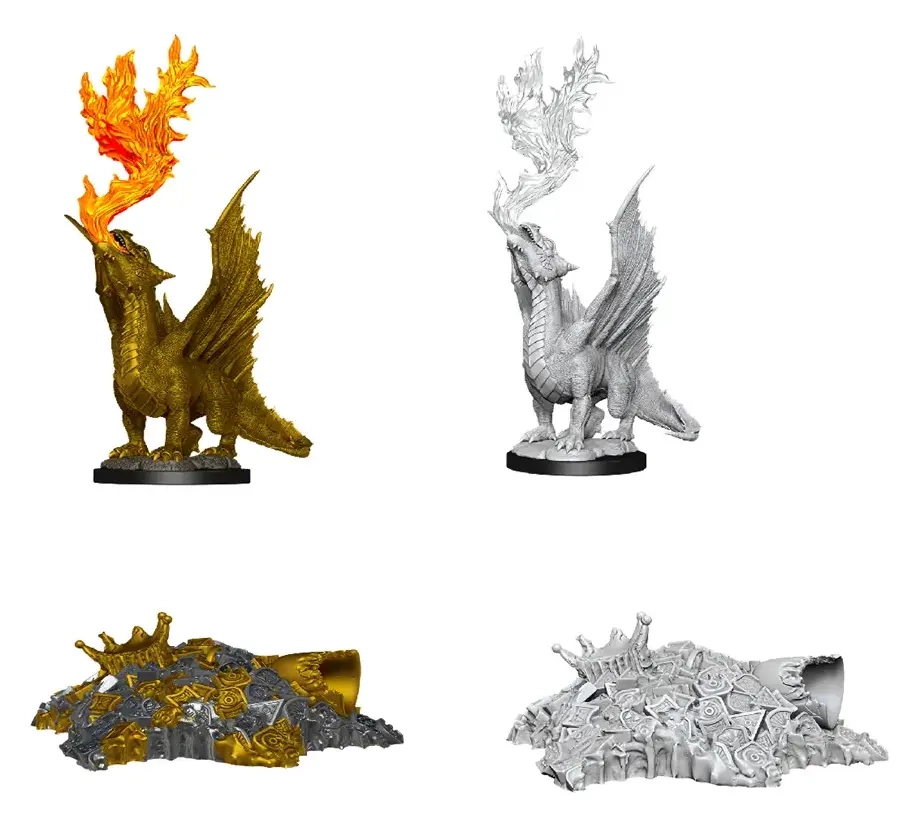 D&D Nolzur's Marvelous Miniatures - Gold Dragon Wyrmling & Small Treasure Pile