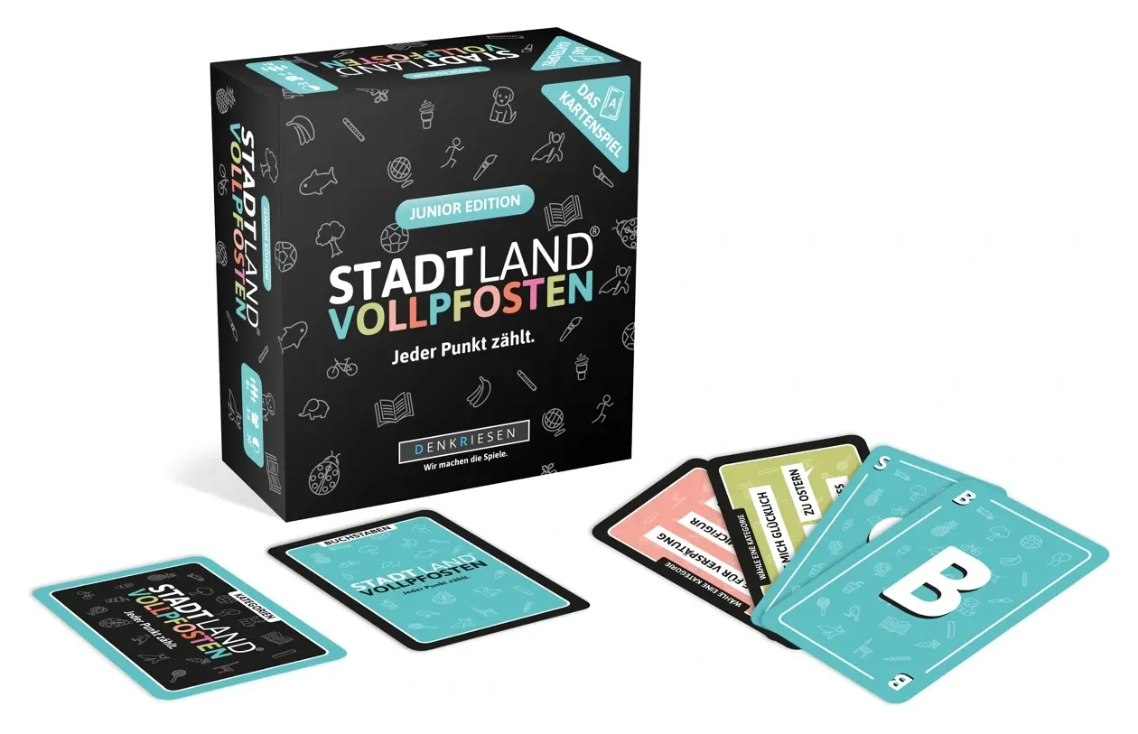 STADT LAND VOLLPFOSTEN: Das Kartenspiel – Junior Edition