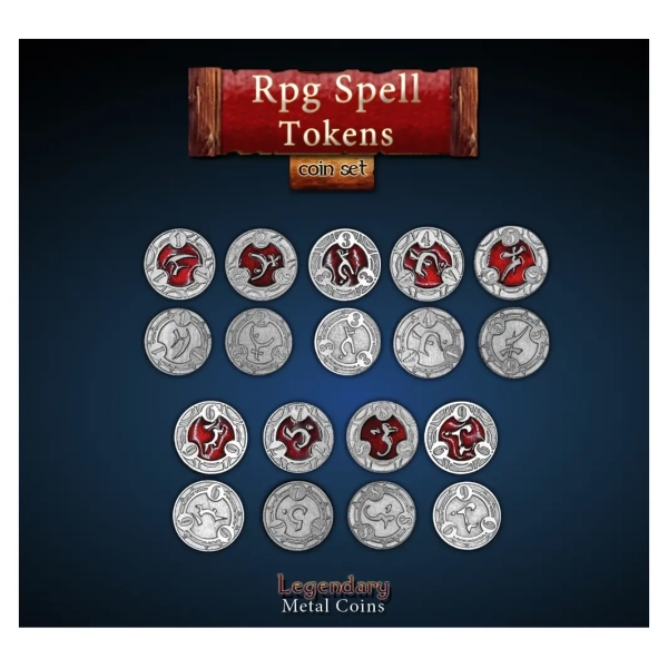 RPG Spell Tokens Red (22 Stück) - EN