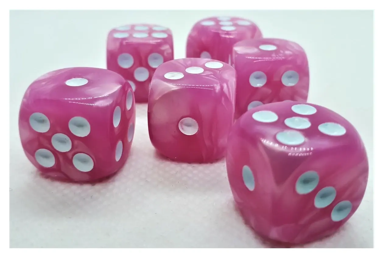 16mm Würfel D6 Pearl: Pink/White (12)