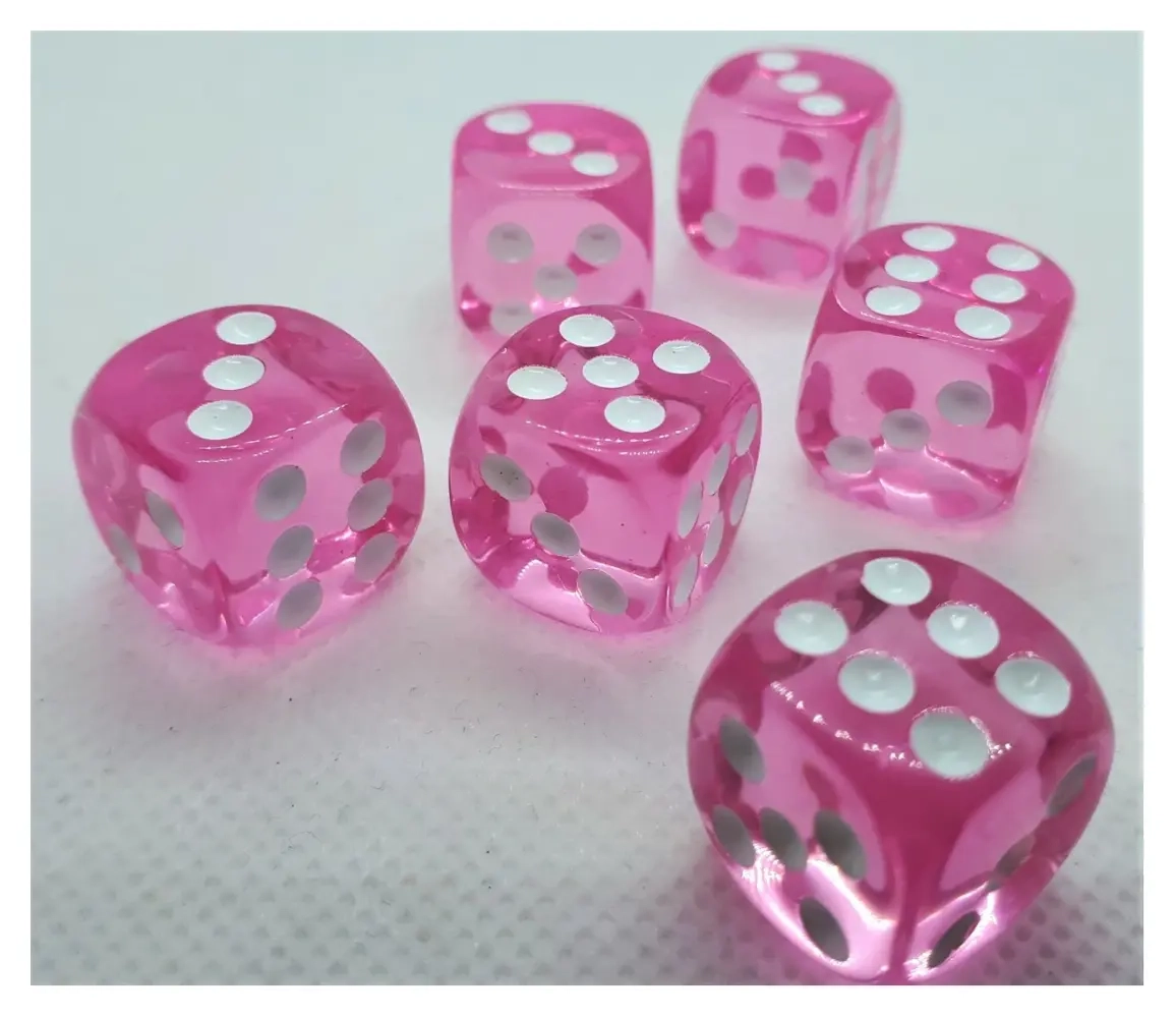 16mm Würfel D6 Transparent: Pink (12)