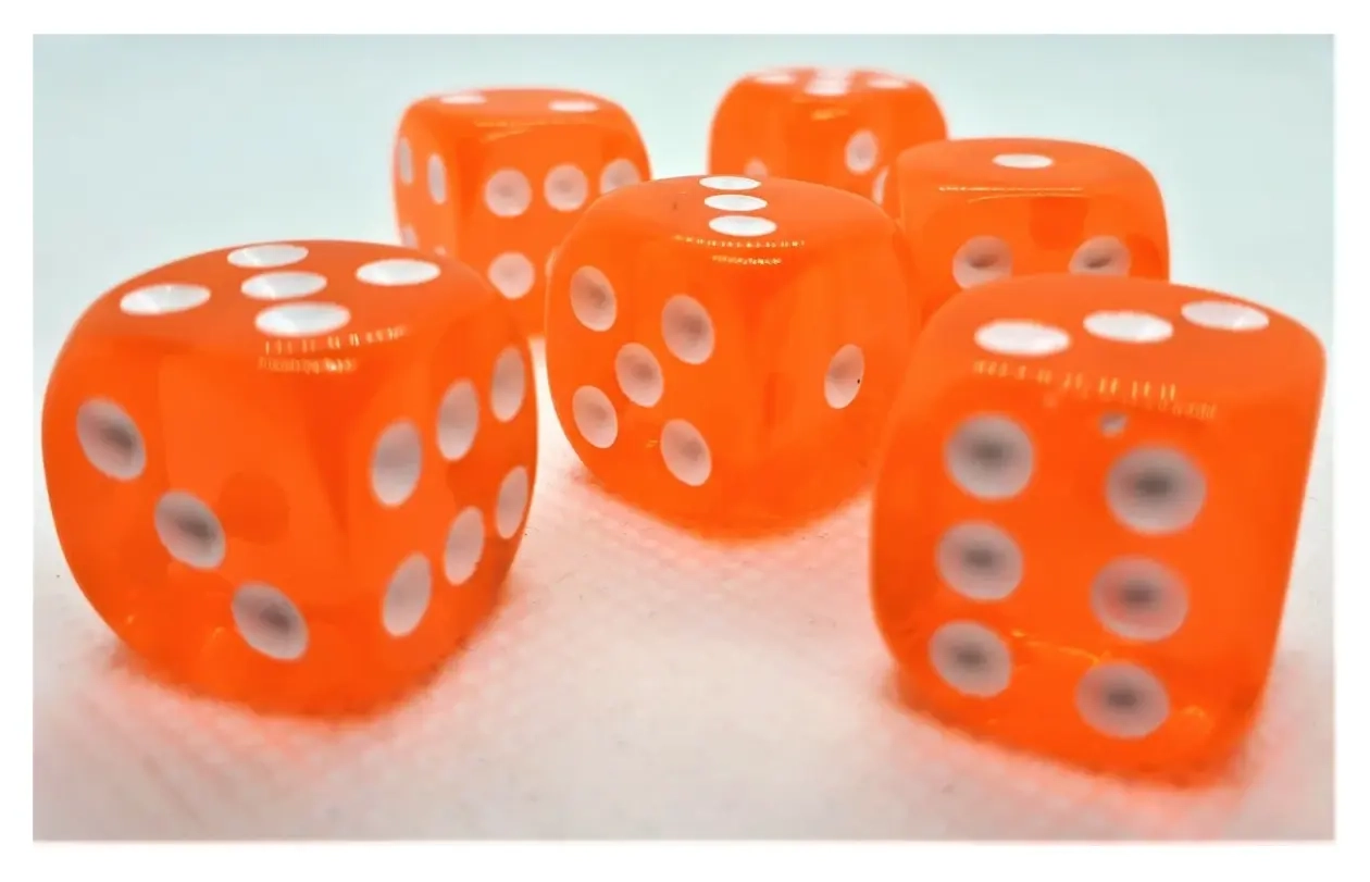 Würfelset D6 Transparent: Orange (12)