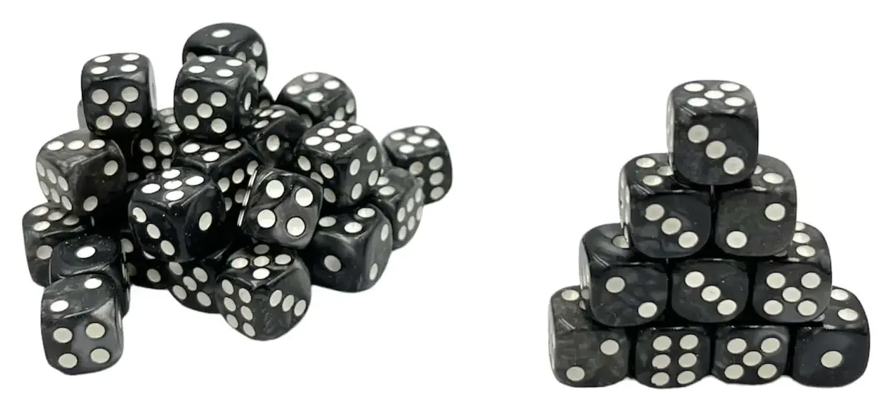 Würfelset D6 Pearl: Black/White (36)