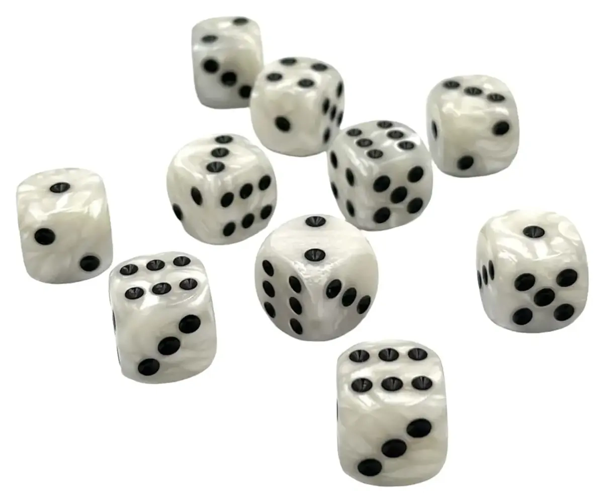 Würfelset D6 Pearl: White/Black (12)