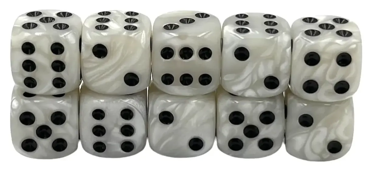 Würfelset D6 Pearl: White/Black (12)