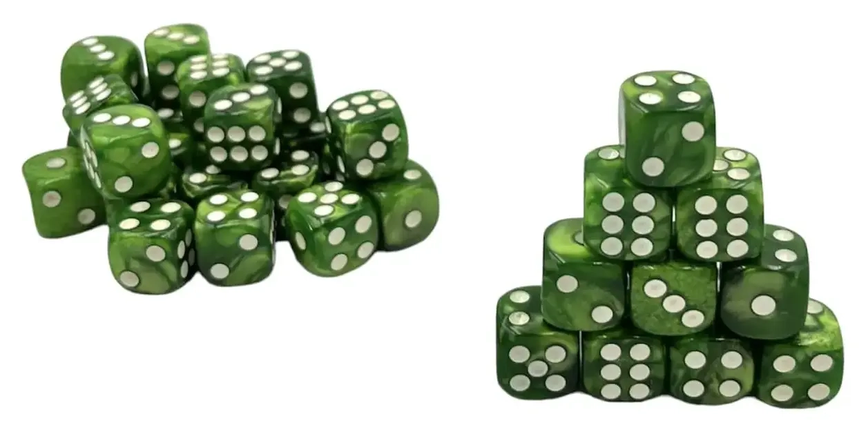 Würfelset D6 Pearl: Green/White (36)