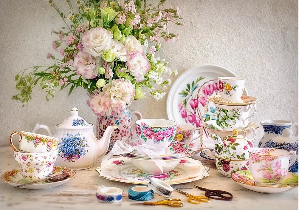 Still Life with Porcelain and Flowers