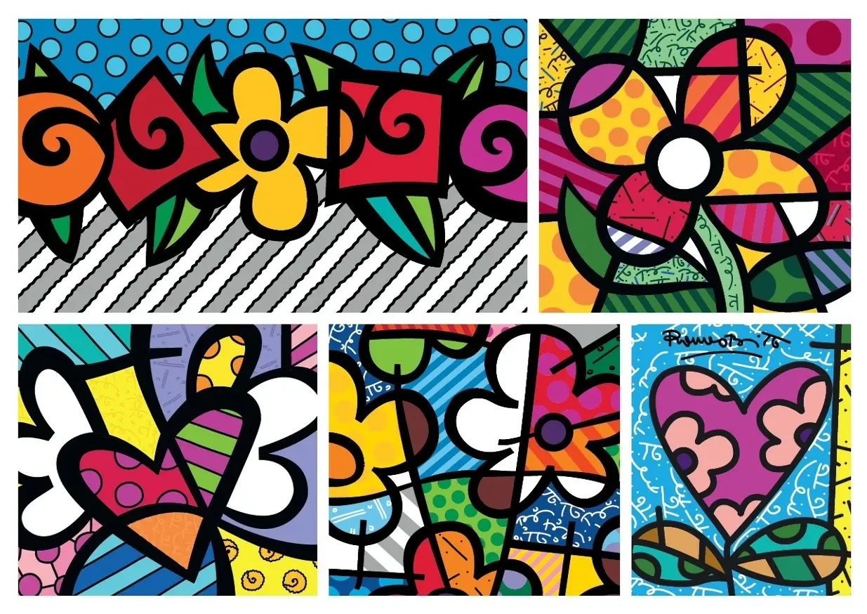 Collage: Hearts and Flowers - Romero Britto