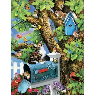 Kitty and Birdhouse - Lori Schory