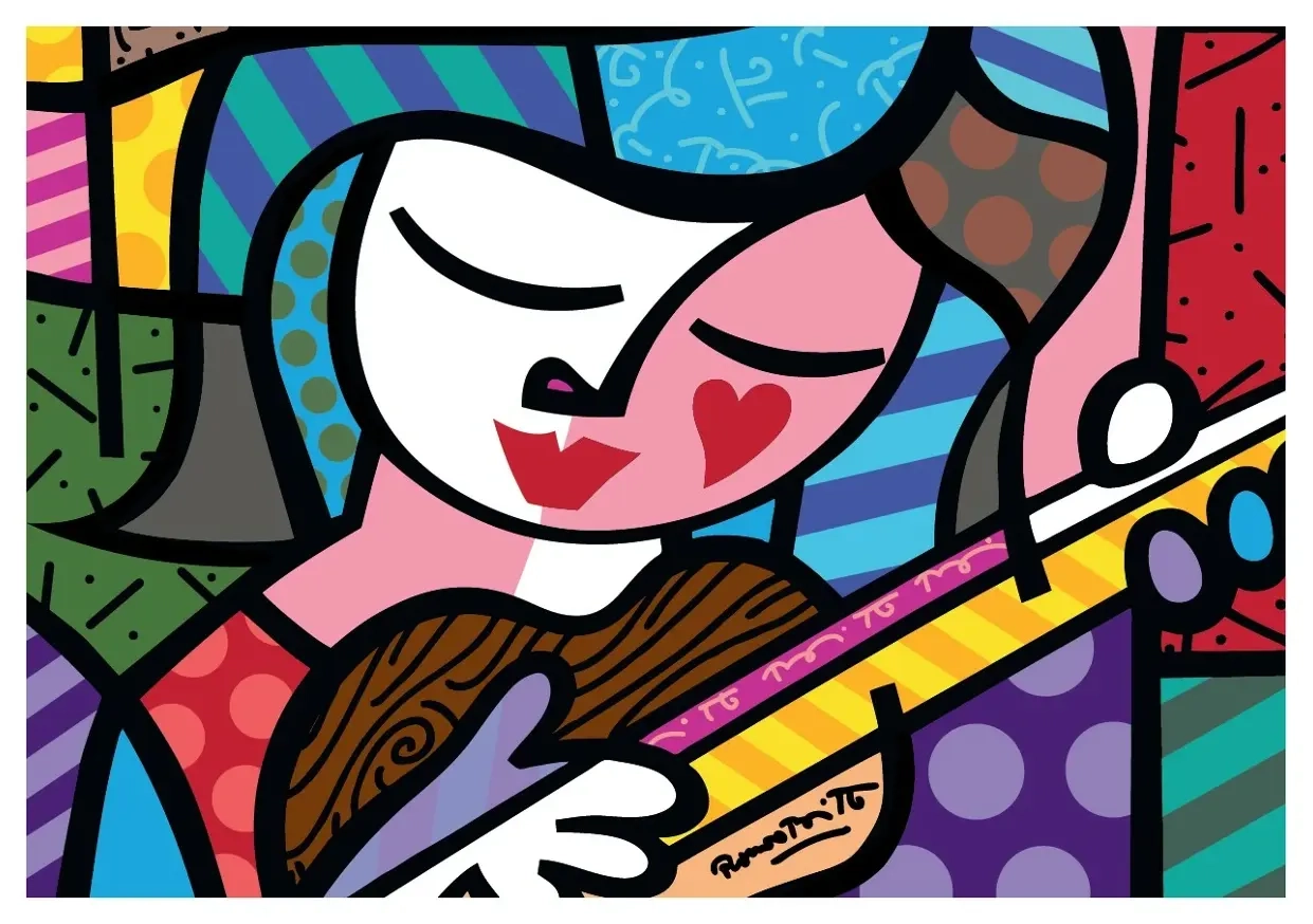 Romero Britto - Girl with guitar