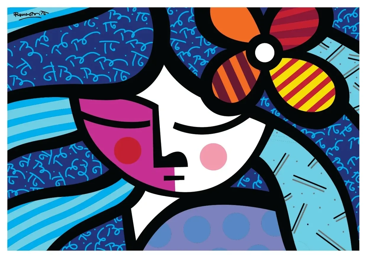 Romero Britto - Girl with flower