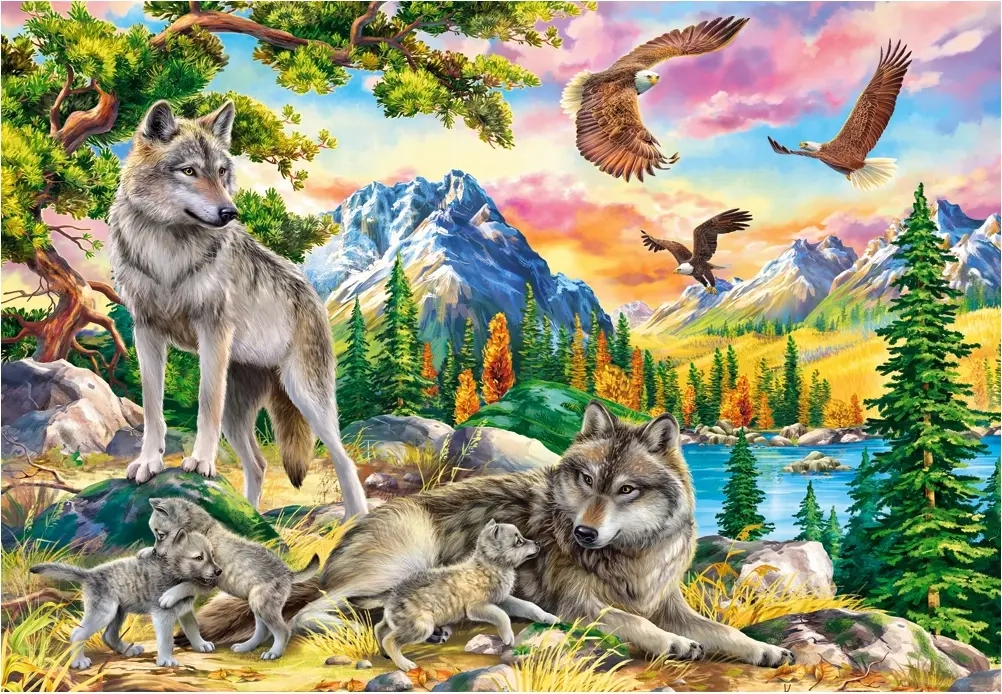 Wolf Family and Eagles