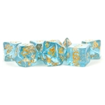 16mm Resin Polyhedral Dice Set Blue with Gold Foil