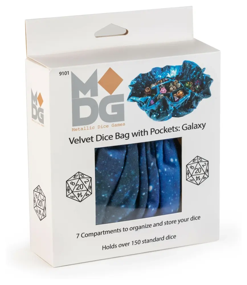 Velvet Compartment Dice Bag with Pockets Galaxy