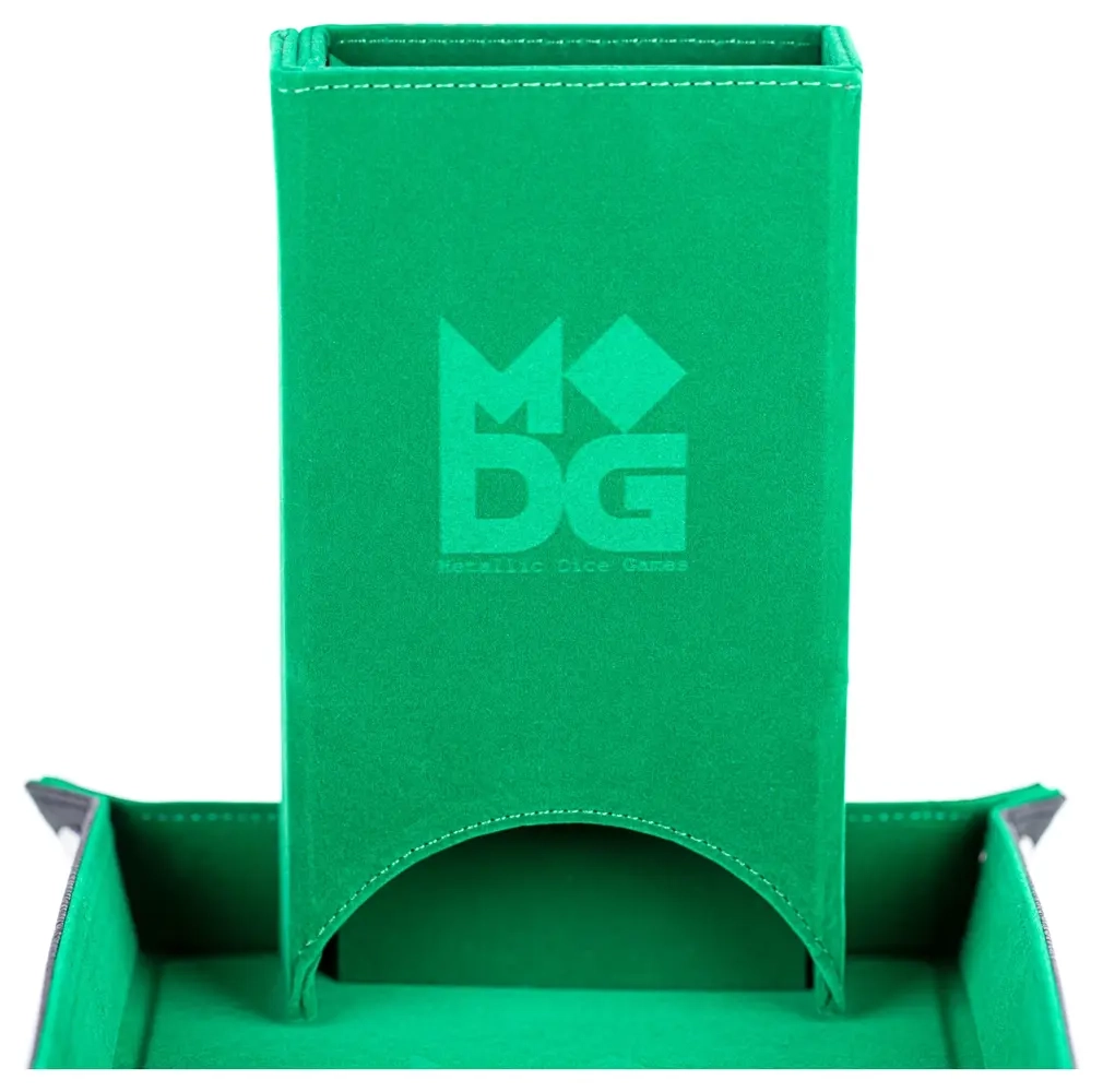 Fold Up Velvet Dice Tower Green