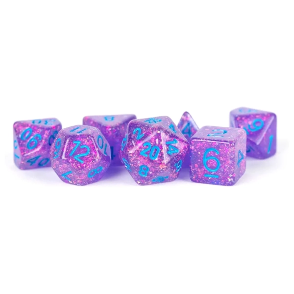 16mm Resin Polyhedral Dice Set: Flash Purple