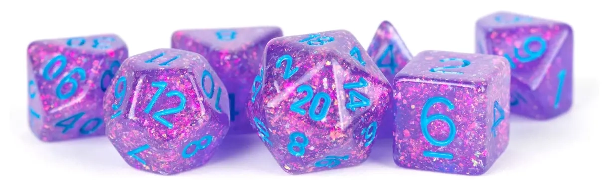 16mm Resin Polyhedral Dice Set: Flash Purple