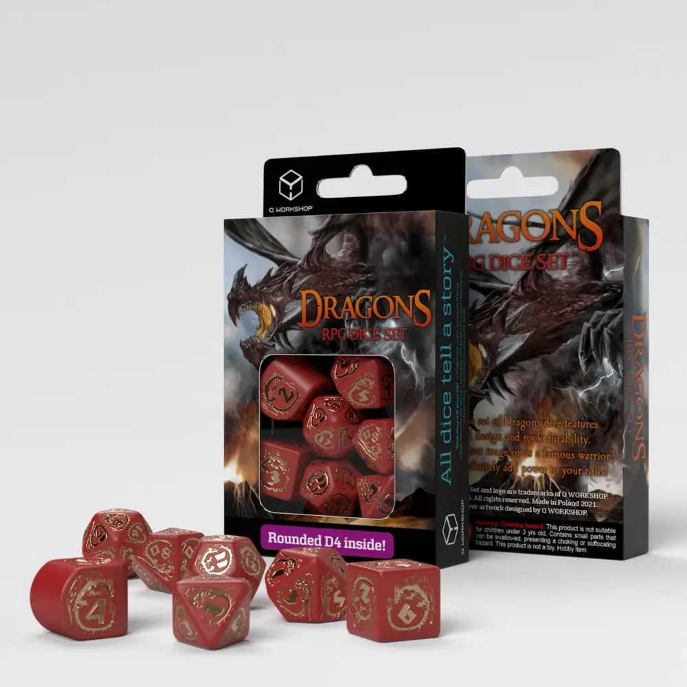 Dragons Modern Dice Set Red & Gold