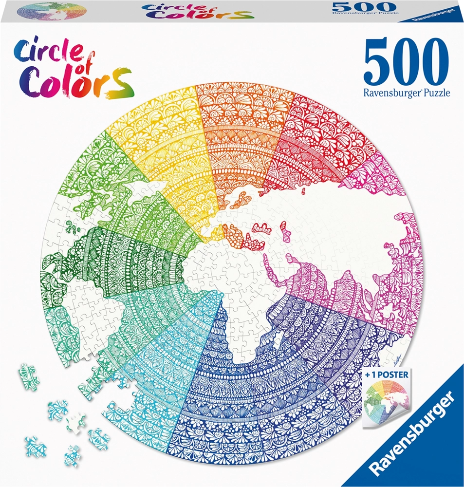 Puzzle: Circle of Colors  - Mandala (500 Teile rund)