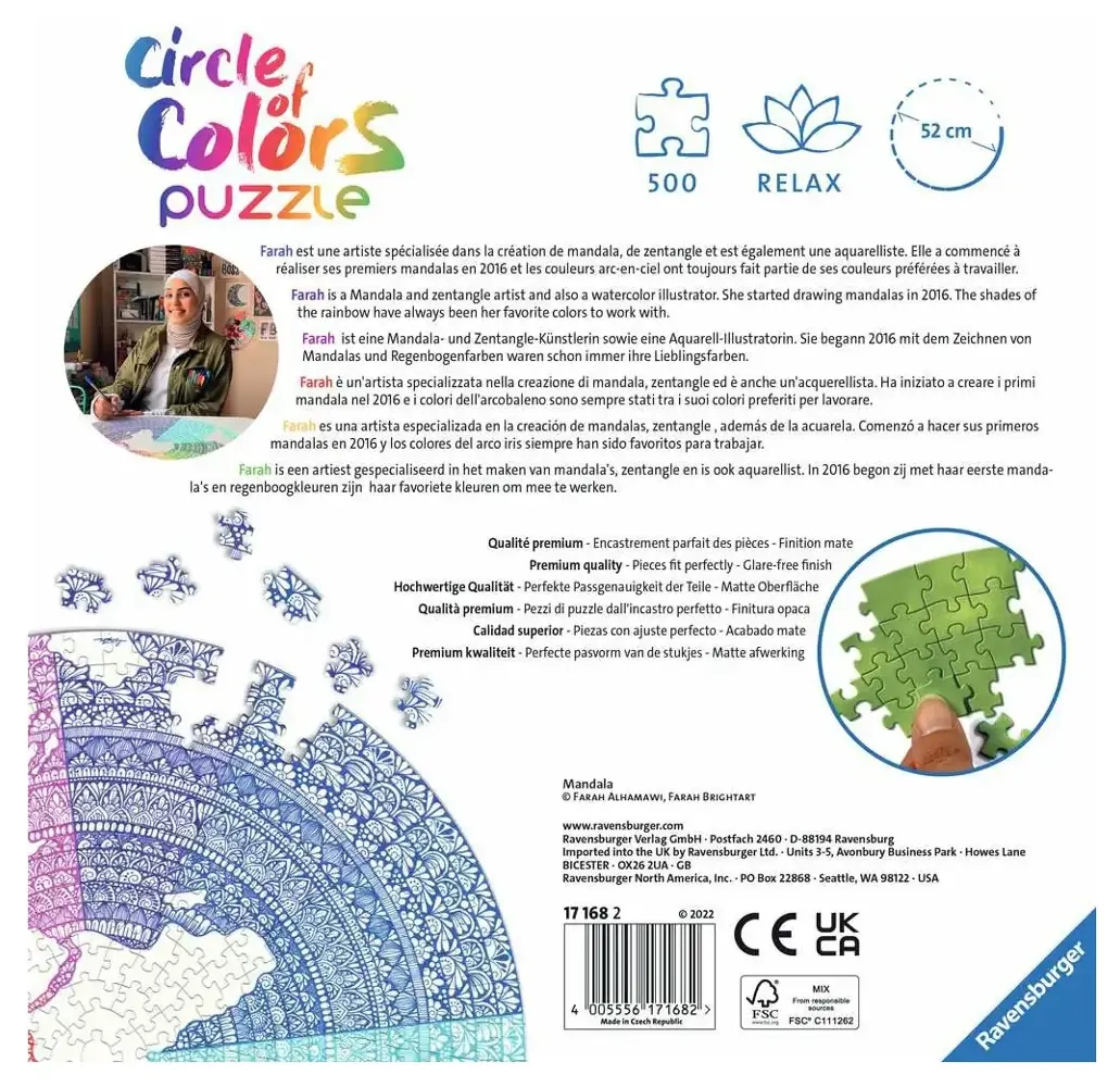 Puzzle: Circle of Colors  - Mandala (500 Teile rund)