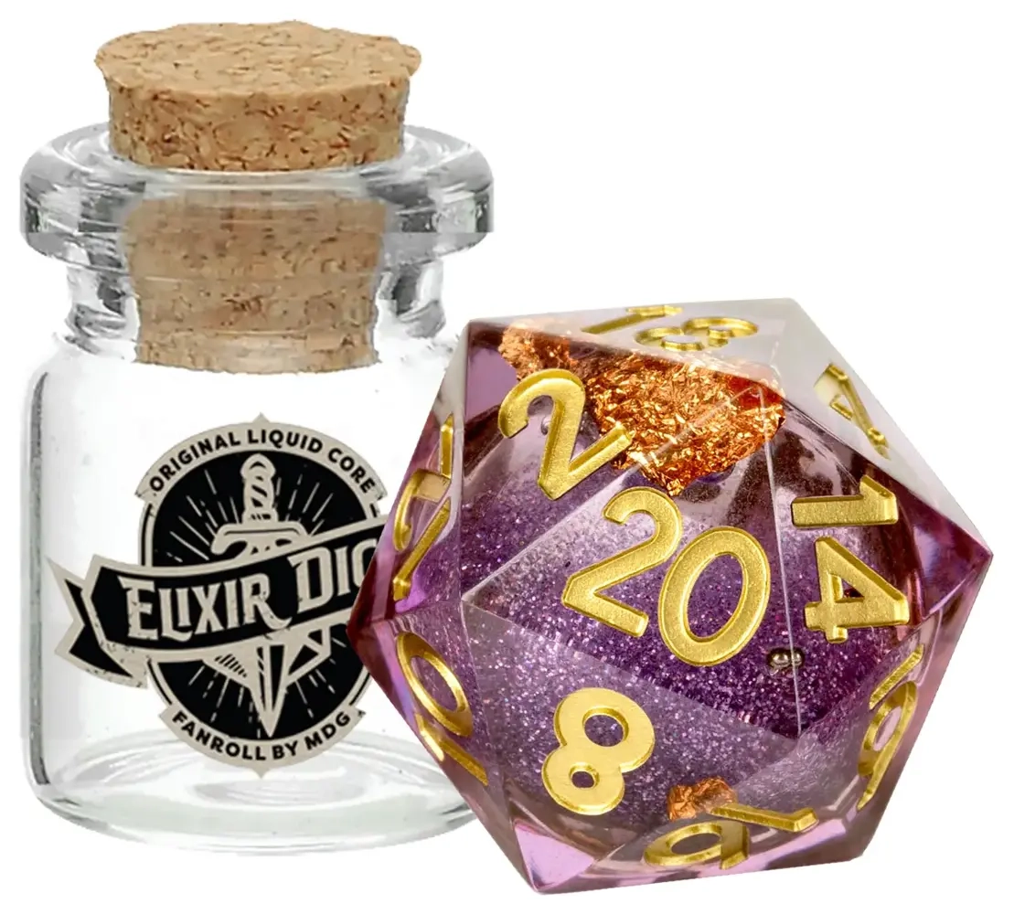 55mm D20 Elixir Liquid Core Dice Aether Abstract