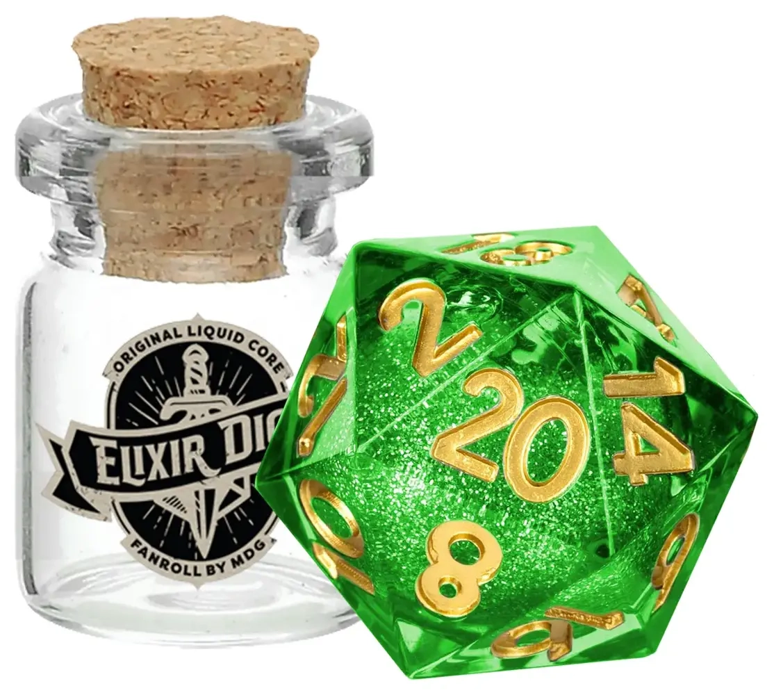 55mm D20 Elixir Liquid Core Dice Aegis of Hope