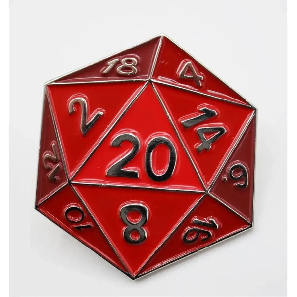 Red D20 Enamel Pin