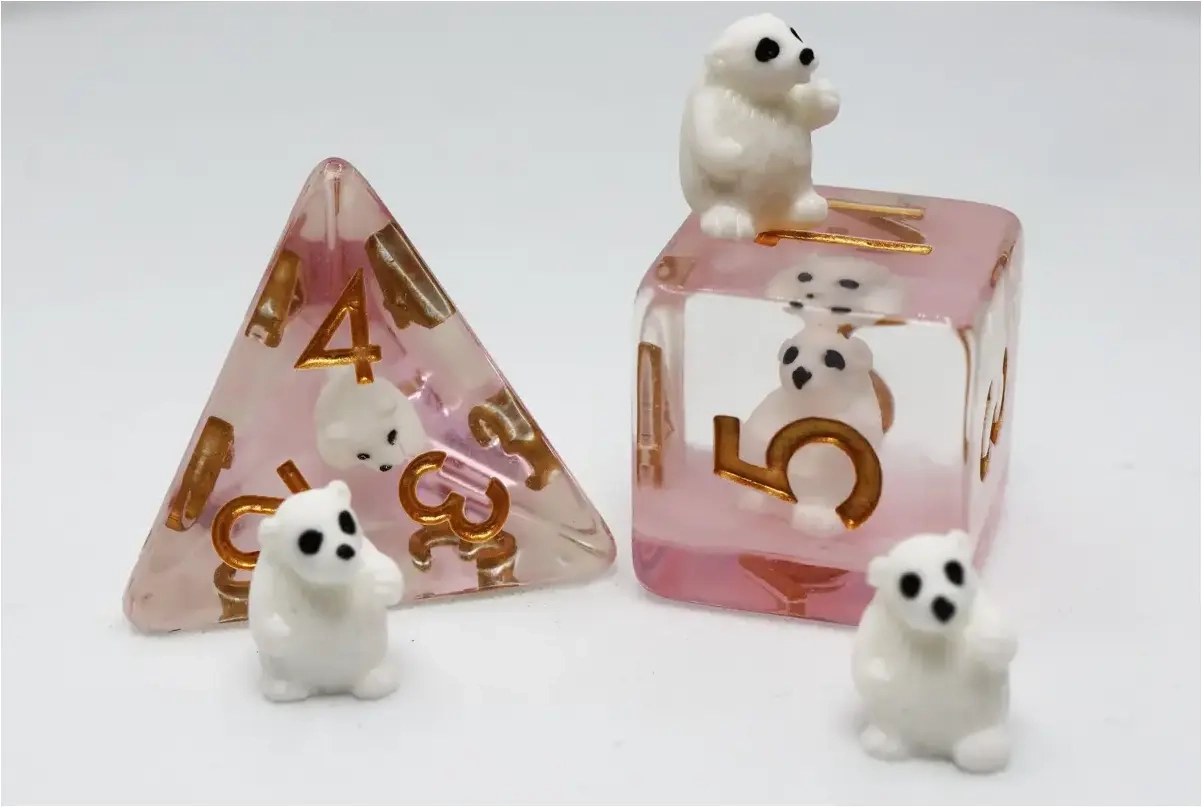 Pink Polar Bear RPG Dice Set (7)