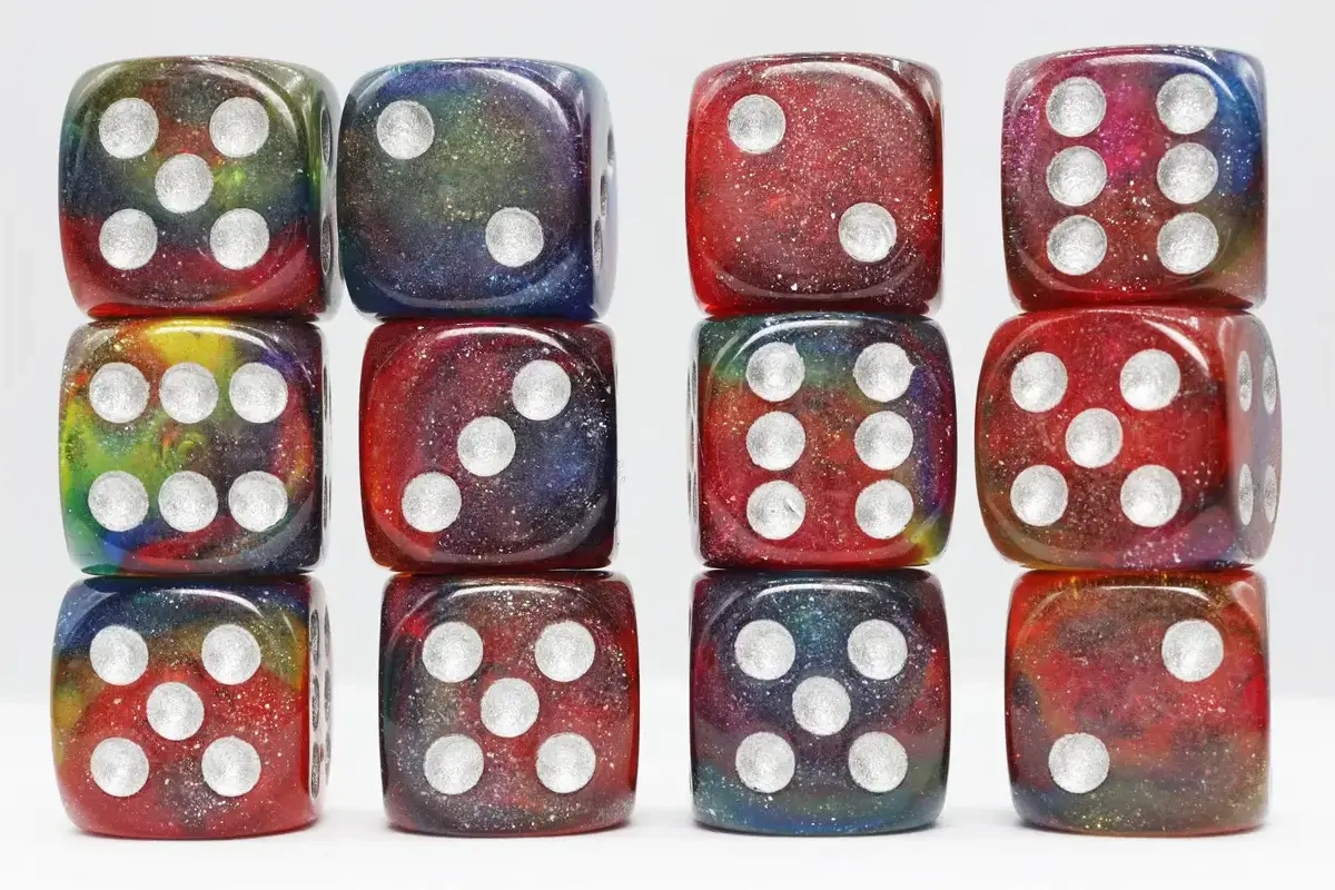 Cosmic Mystery Glitter Dice D6 Pip (12)