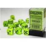 16mm d6 with pips Dice Blocks (12 Dice) - Vortex Bright Green w/black