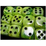 16mm d6 with pips Dice Blocks (12 Dice) - Vortex Bright Green w/black