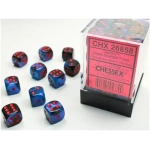 Gemini 12mm d6 with pips (36 Dice Block) - Black-Starlight w/red