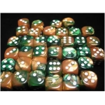 Dice Sets Gold-Green/White Gemini 12mm d6 (36)