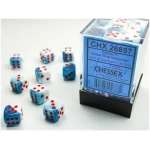 Gemini 12mm d6 Dice Blocks with pips Dice Blocks (36 Dice) - Astral Blue-White w/red