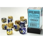 Gemini 16mm d6 with pips Dice Blocks (12 Dice) - Blue-Gold w/white