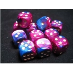 Gemini 16mm d6 with pips Dice Blocks (12 Dice) - Blue-Purple w/gold