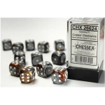 Gemini 16mm d6 with pips Dice Blocks (12 Dice) - Copper-Steel w/white