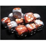 Gemini 16mm d6 with pips Dice Blocks (12 Dice) - Copper-Steel w/white