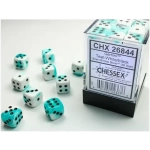 Gemini 12mm d6 Dice Blocks with pips Dice Blocks (36 Dice) - White-Teal w/black