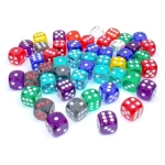 Bulk Dice Sets Assorted Translucent 16mm d6 Bag (50)