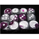 Gemini 16mm d6 with pips Dice Blocks (12 Dice) - Purple-Steel w/white