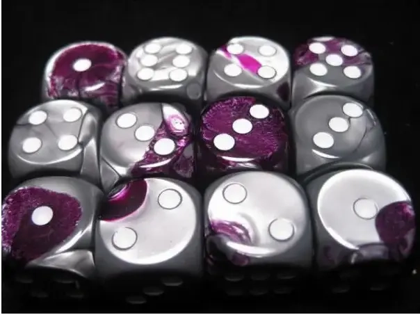 Gemini 16mm d6 with pips Dice Blocks (12 Dice) - Purple-Steel w/white