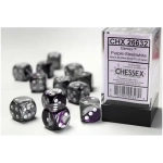 Gemini 16mm d6 with pips Dice Blocks (12 Dice) - Purple-Steel w/white