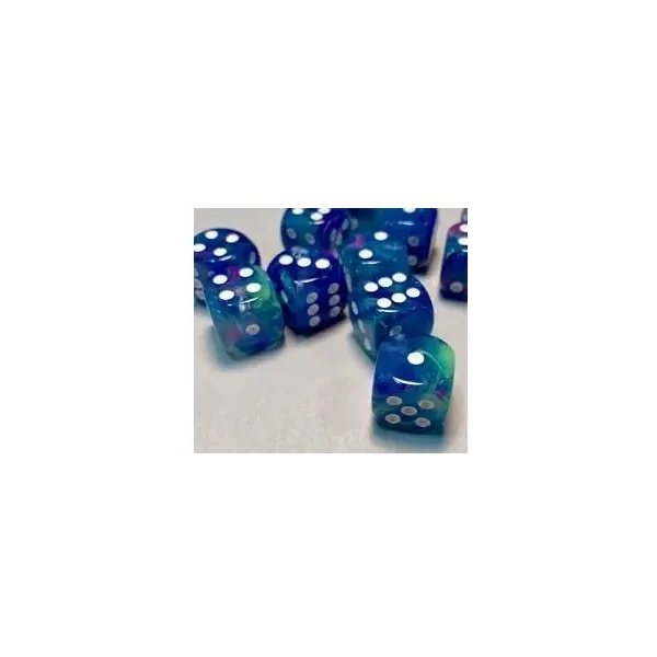 16mm d6 with pips Dice Blocks (12 Dice) - Festive Waterlily/white