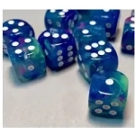 16mm d6 with pips Dice Blocks (12 Dice) - Festive Waterlily/white