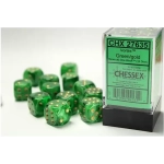 16mm d6 with pips Dice Blocks (12 Dice) - Vortex Green w/gold