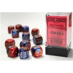 Gemini 16mm d6 with pips Dice Blocks (12 Dice) - Blue-Red w/gold