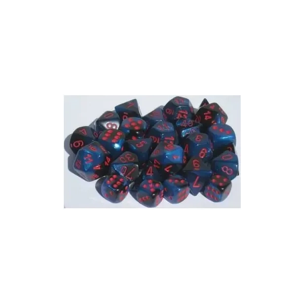 Gemini 16mm d6 with pips Dice Blocks (12 Dice) - Black-Starlight w/red