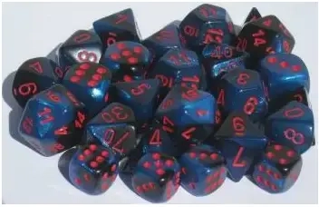 Gemini 16mm d6 with pips Dice Blocks (12 Dice) - Black-Starlight w/red